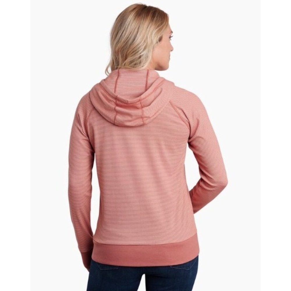 kuhl wmns new pullover hoodie micro stripe medium weight orange cozy cooling 6 s